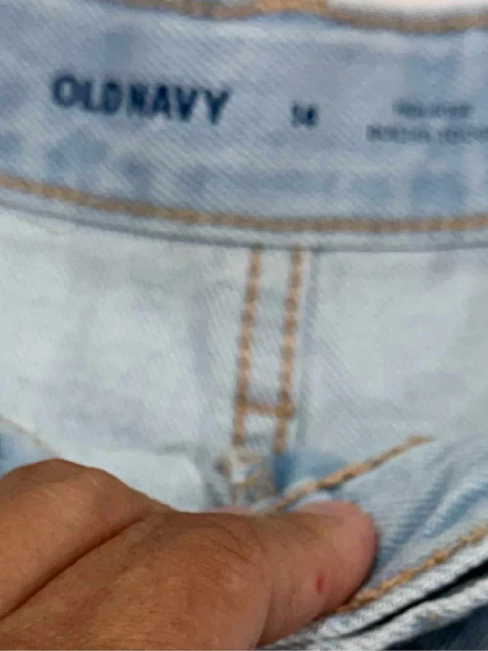 Old Navy White and Light Blue Denim Girls Shorts with Green Top size 14
